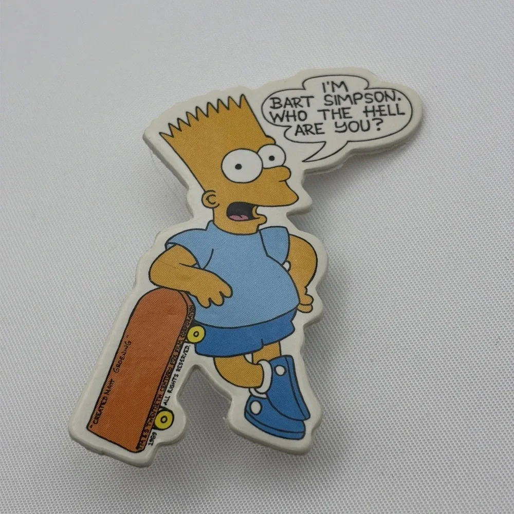 Vintage 1989‎ The Simpsons Bart Simpson Quote Skateboard Cardboard Cartoon Pin
